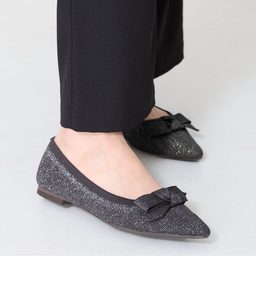 ラメニットリボンパンプス/52106
