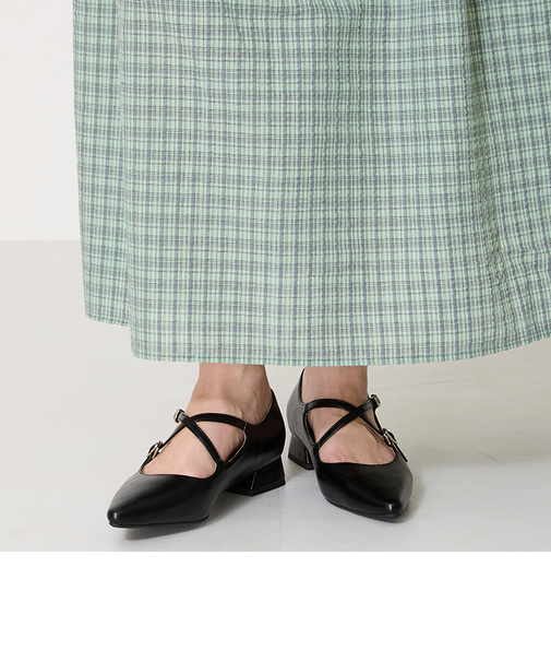 クロスストラップポインテッドトゥパンプス/51116