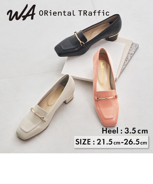 【歩きやすい】メタリックラインビットヒールローファー/52101