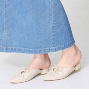 スクエアトゥギャザーリボンミュール/52107