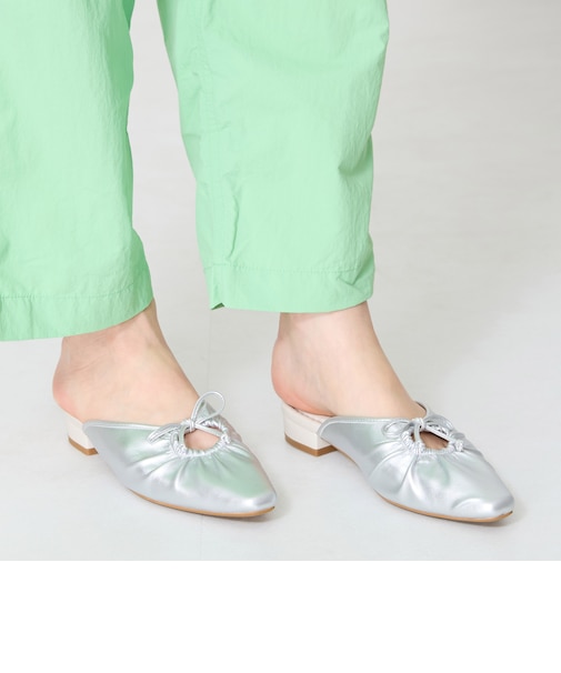 スクエアトゥギャザーリボンミュール/52107