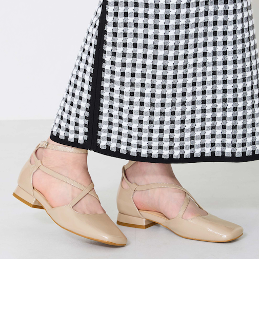 クロスデザインフラットパンプス/51119