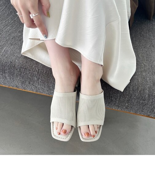 【歩きやすい・クッション入り】ニットミュールサンダル/52207