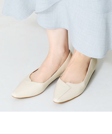 【WEB限定】アシンメトリーデザインフラットパンプス/55102