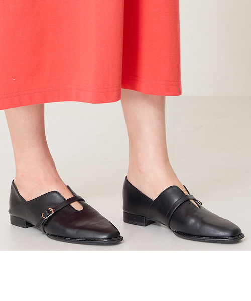 VINILO/ヴィニーロ】スエードフリンジバックルスライドサンダル