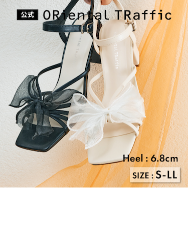 ビッグチュールリボンヒールサンダル/51220