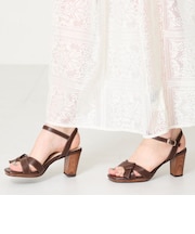 リボンベルトウッドヒールサンダル/51225