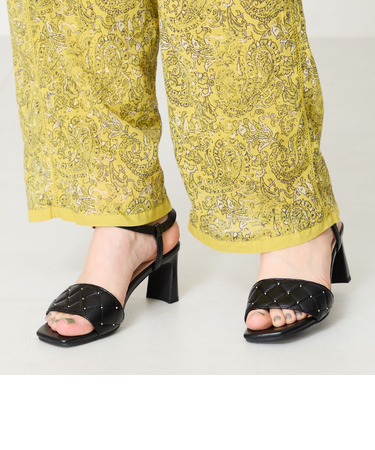 キルティング×スタッズヒールサンダル/51229