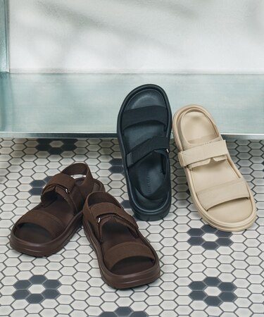 【Fit meサンダル】ニットダブルベルトサンダル