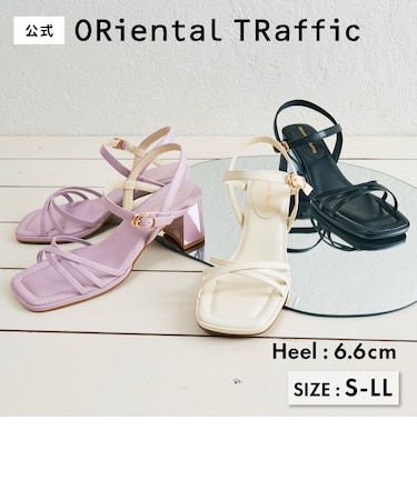 スクエアトゥヒールストラップサンダル/51221