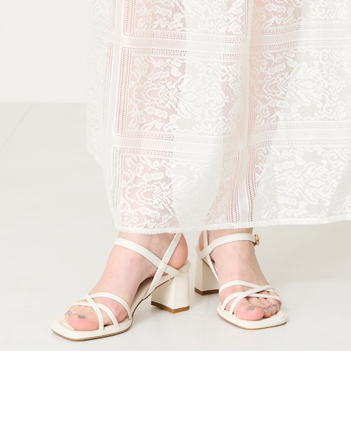 スクエアトゥヒールストラップサンダル/51221