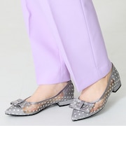 ドットチュールリボンフラットパンプス/51123