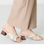 ウッドヒールクロスリボンサンダル/51209