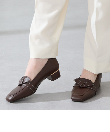 リボンデザイン甲深パンプス/55301