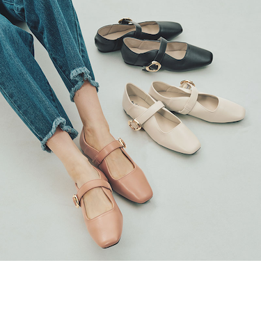 柔らかストラップフラットパンプス/52317