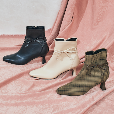 サイドリボンヒールブーツ/51417