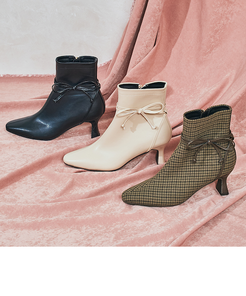 サイドリボンヒールブーツ/51417