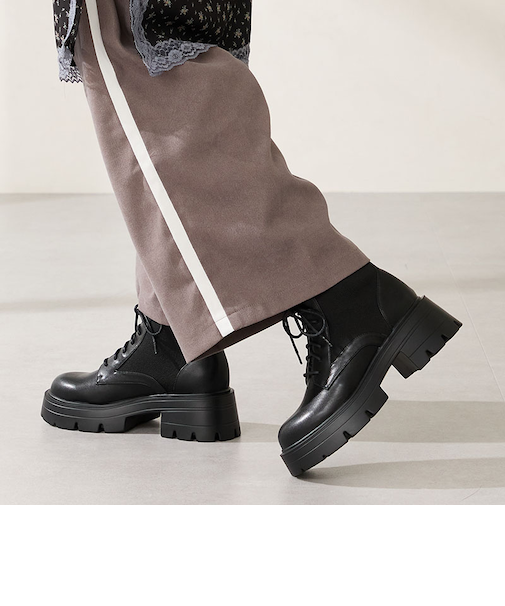 ニットソックスレースアップブーツ/51404