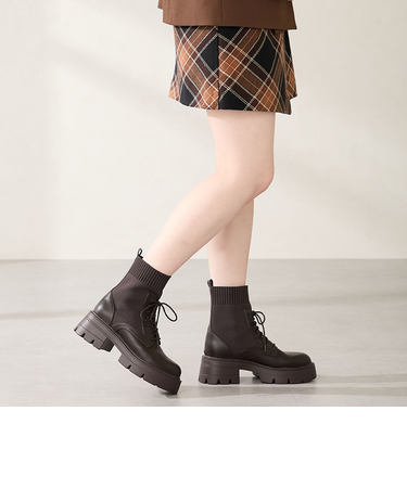 ニットソックスレースアップブーツ/51404