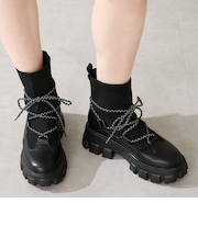 ボリュームソール編み上げニットブーツ/51406