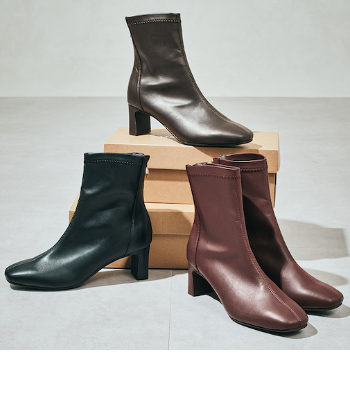 ストレッチヒールバックジップブーツ