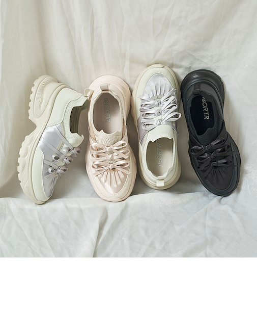 リボンディテールニットスニーカー