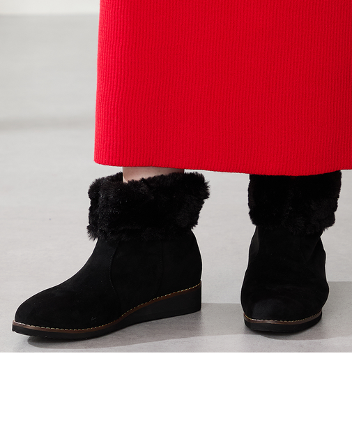 たっぷりファーウエッジソールブーツ/52411