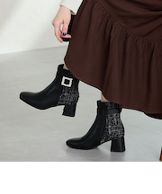 ビジューモチーフ切替ヒールブーツ/51424