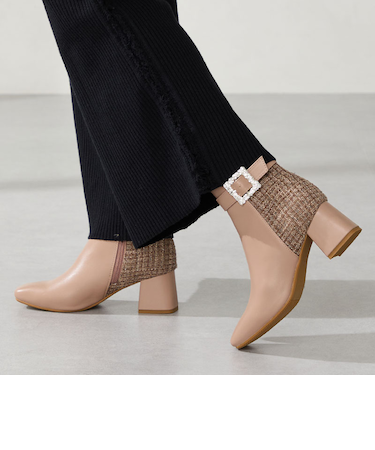 ビジューモチーフ切替ヒールブーツ/51424