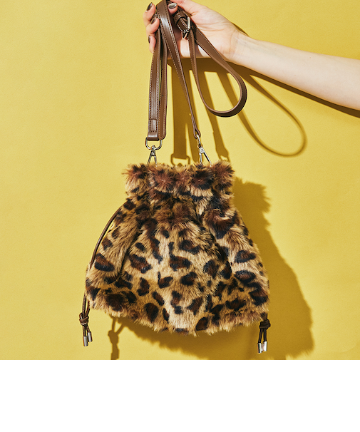 フェイクファー巾着バッグ/BA-269