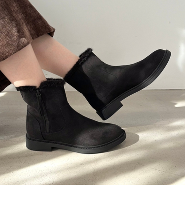 サイドジップスエードショートブーツ