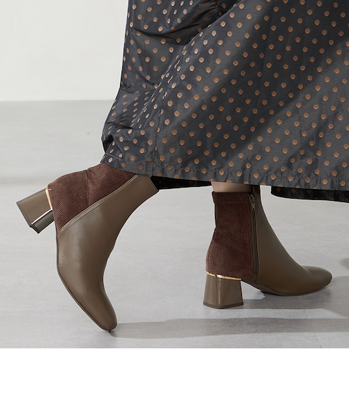 コーデュロイコンビショートブーツ/52410