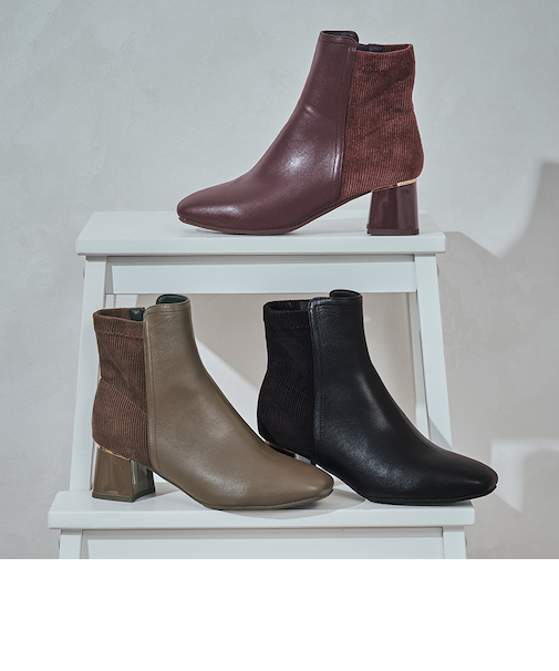 コーデュロイコンビショートブーツ/52410