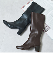 スクエアトゥチャンキーヒールロングブーツ/51501