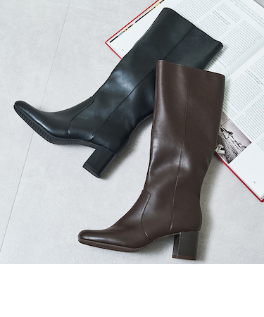 スクエアトゥチャンキーヒールロングブーツ/51501