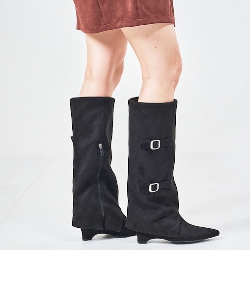 ベルトデザインスエードカバーロングブーツ/55505