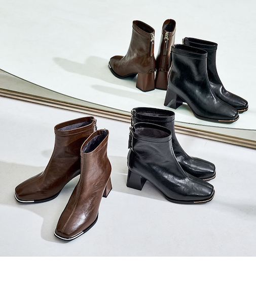 メタリックトゥパーツヒールショートブーツ/51426