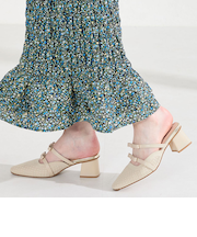 ダブルリボンニットミュールパンプス/61111