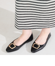 ゴールドモチーフフラットパンプス/62109