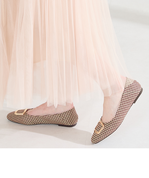 ゴールドモチーフフラットパンプス/62109