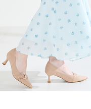 ビジューバックルヒールパンプス/61104