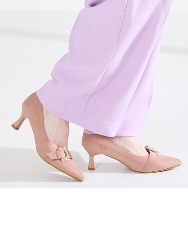 ビジューバックルヒールパンプス/61104