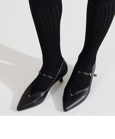 プチメタルパーツストラップヒールパンプス/62102