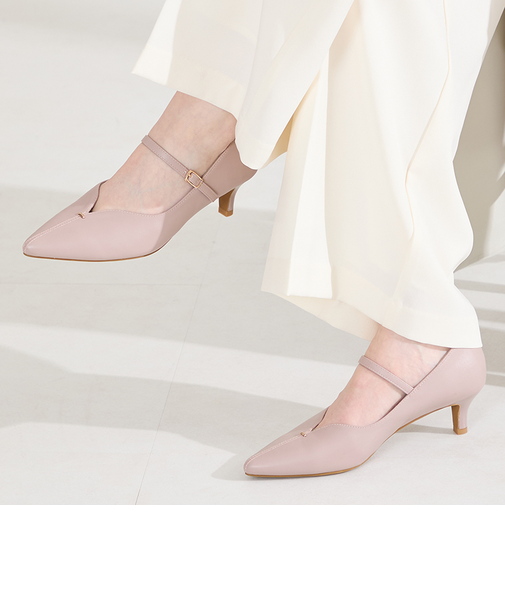 プチメタルパーツストラップヒールパンプス/62102