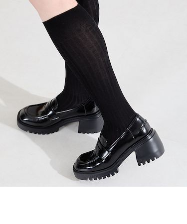 厚底ヒールローファー/61106