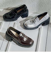 厚底ヒールローファー/61106