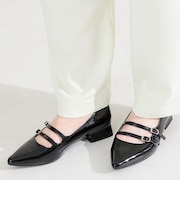 ダブルストラップポインテッドトゥパンプス/61118