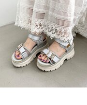 ビジューバックル厚底スポサン