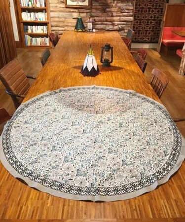 【チャイハネ】【ブロックプリント】ハマツラウンドマルチクロス