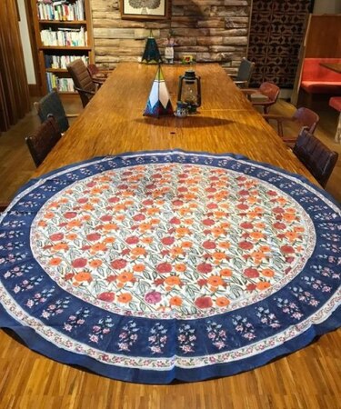 【チャイハネ】【ブロックプリント】ハマツラウンドマルチクロス